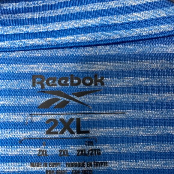 Reebok Men’s XXL Speedwick Golf Shirt – Blue & Black Stripes – 100% Polyester - Picture 2 of 11